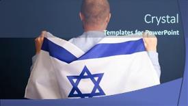  Presentation with israel flag - Theme having israeli-patriot-holding-the-flag background and a ocean colored foreground