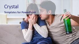  Presentation with domestic violence - Theme consisting of issues - drunk husband abusing wife background and a sky blue colored foreground