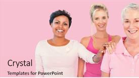  Presentation with breast cancer awareness - PPT layouts consisting of survival - portrait of women supporting breast background and a lemonade colored foreground