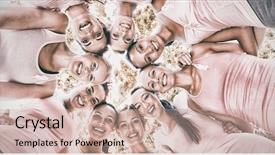  Presentation with breast cancer awareness - Amazing slides having issues concerns - smiling women organising event backdrop and a coral colored foreground