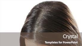  Presentation with hair loss - Slide set with issues concerns - young woman with hair loss background and a tawny brown colored foreground