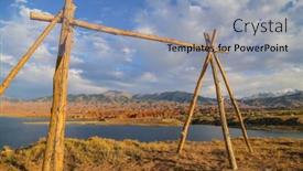  Presentation with mountains - Presentation design consisting of issyk-kul-lake-with-mountains background and a light blue colored foreground