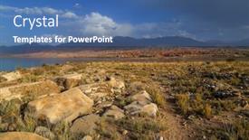  Presentation with mountains - Colorful presentation theme enhanced with issyk-kul-lake-with-mountains backdrop and a ocean colored foreground