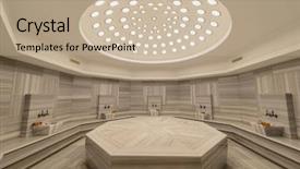  Presentation with istanbul - Presentation theme featuring istanbul - interior of turkish bath hammam background and a mint green colored foreground