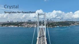  Presentation with istanbul - Presentation theme consisting of istanbul-bosphorus-bridge-and-city background and a light blue colored foreground