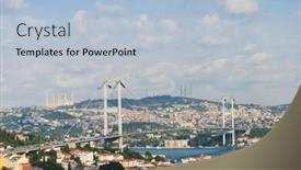  Presentation with istanbul - Presentation design consisting of istanbul cityscape in a cloudy background and a light blue colored foreground