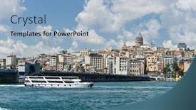  Presentation with istanbul - PPT theme with istanbul-cityscape-in-and-cloudy background and a light blue colored foreground