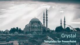  Presentation with istanbul - PPT layouts having istanbul-cityscape-with-suleymaniye-mosque background and a ocean colored foreground