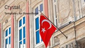  Presentation with istanbul - Audience pleasing PPT theme consisting of istanbul flag in building close backdrop and a soft green colored foreground