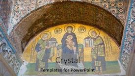  Presentation with byzantine - Slides featuring istanbul-may-3-interior background and a coral colored foreground