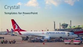  Presentation with airport port - Slide deck consisting of istanbul-may-4-planes-preparing background and a sky blue colored foreground