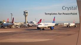  Presentation with airport port - Presentation design enhanced with istanbul-may-4-planes-preparing background and a light blue colored foreground