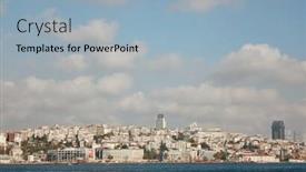  Presentation with istanbul - Cool new presentation theme with istanbul sea front view city bosphorus turkey backdrop and a light blue colored foreground