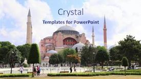  Presentation with hagia sophia - Presentation theme consisting of istanbul-turkey-10-june-2019 background and a sky blue colored foreground