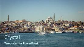  Presentation with istanbul - Presentation theme featuring istanbul-turkey-22-march-2019 background and a ocean colored foreground