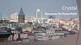  Presentation with istanbul - Audience pleasing theme consisting of istanbul-turkey-galata-tower-historical backdrop and a light blue colored foreground