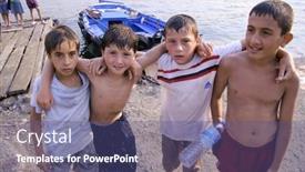  Presentation with literacy - Theme featuring istanbul-turkey-july-25-group background and a ocean colored foreground