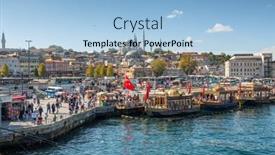  Presentation with fishing boats - Slides with istanbul-turkey-october-9-2019 background and a light blue colored foreground