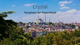  Presentation with istanbul - Slide set consisting of istanbul view - turkey travel architecture background background and a light blue colored foreground