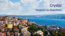  Presentation with istanbul - PPT theme with istanbul view - turkey travel architecture background background and a sky blue colored foreground