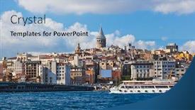  Presentation with istanbul - Cool new theme with istanbul view - turkey travel architecture background backdrop and a light blue colored foreground