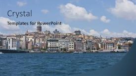  Presentation with ottoman history istanbul of sultan - Colorful presentation design enhanced with istanbul-waterfront backdrop and a light blue colored foreground