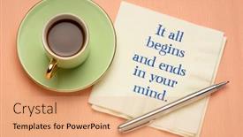  Presentation with inspirational - Theme featuring it-all-begins-and-end background and a coral colored foreground