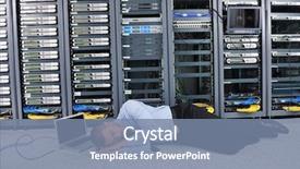  Presentation with server room - Slide set featuring it business man in network background and a seafoam green colored foreground