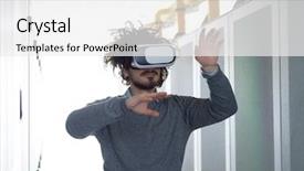  Presentation with virtual reality therapy - PPT layouts featuring it engeneer using virtual reality background and a  colored foreground