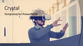  Presentation with virtual reality - Colorful presentation design enhanced with it engeneer using virtual reality backdrop and a lemonade colored foreground