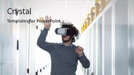  Presentation with virtual reality - Amazing PPT layouts having it engeneer using virtual reality backdrop and a  colored foreground