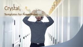  Presentation with virtual reality physical therapy - Slide deck consisting of it engeneer using virtual reality background and a  colored foreground