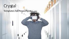  Presentation with virtual reality - Audience pleasing PPT layouts consisting of it engeneer using virtual reality backdrop and a  colored foreground