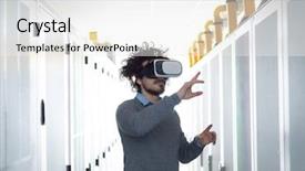  Presentation with virtual reality medical - Slide deck featuring it engeneer using virtual reality background and a  colored foreground