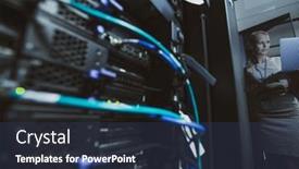  Presentation with diagnostics - Presentation theme having it-engineer-standing-amid-working background and a ocean colored foreground