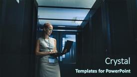  Presentation with diagnostics - Slide deck featuring it-engineer-standing-amid-working background and a wine colored foreground