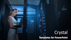  Presentation with diagnostics - PPT theme enhanced with it-engineer-standing-amid-working background and a wine colored foreground