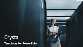  Presentation with diagnostics - Presentation theme featuring it-engineer-standing-before-working background and a wine colored foreground