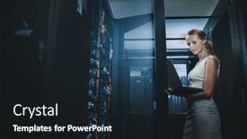  Presentation with diagnostics - PPT theme consisting of it-engineer-standing-before-working background and a wine colored foreground