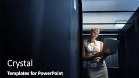  Presentation with diagnostics - Theme with it-engineer-standing-before-working background and a black colored foreground