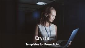  Presentation with diagnostics - Presentation theme featuring it-engineer-standing-before-working background and a dark gray colored foreground