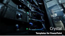  Presentation with diagnostics - PPT theme consisting of it-engineer-standing-before-working background and a black colored foreground