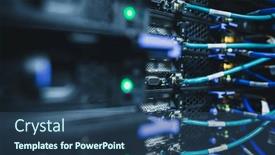  Presentation with diagnostics - Presentation theme having it-engineer-standing-before-working background and a ocean colored foreground