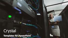  Presentation with diagnostics - Slides featuring it-engineer-standing-before-working background and a wine colored foreground