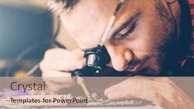  Presentation with service technician - Slide set enhanced with it-engineer-technician-repairing-computer background and a  colored foreground