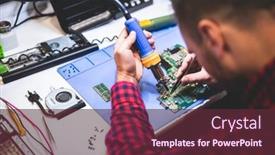  Presentation with service technician - Presentation consisting of it-engineer-technician-repairing-computer background and a tawny brown colored foreground