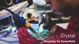  Presentation with service technician - Presentation featuring it-engineer-technician-repairing-computer background and a  colored foreground