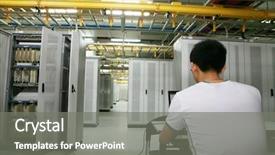  Presentation with port - Presentation theme featuring it engineer working background and a gray colored foreground