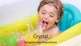  Presentation with tub - Presentation theme featuring it healthy childhood babies hygiene background and a  colored foreground