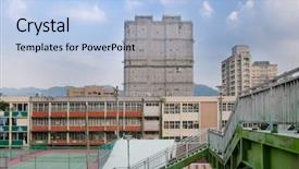  Presentation with flyover - Slides featuring it is a beautiful cityscape contained flyover and apartment background and a light blue colored foreground